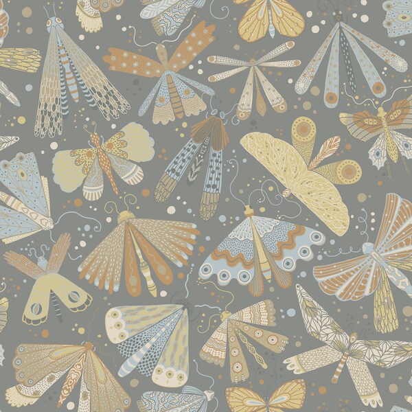 Manhattan Comfort Gennevilliers Flyga Apricot Butterfly Bonanza 33 ft L X 209 in W Wallpaper BR4111-63026 - main